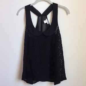 Bazzolo Black Lace Racerback Collar Blouse Size M